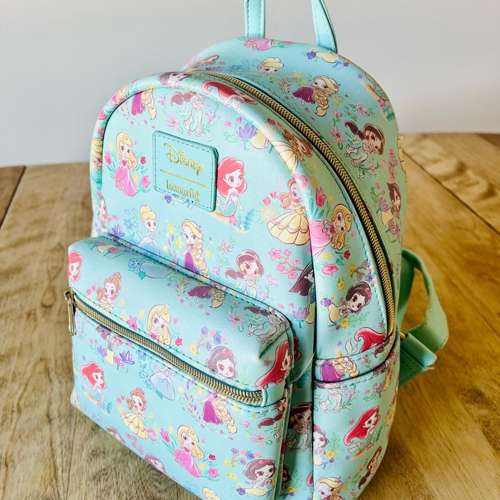 EUC Loungefly Disney Princess Chibi mint blue teal women’s mini backpack Ariel - Picture 2 of 7